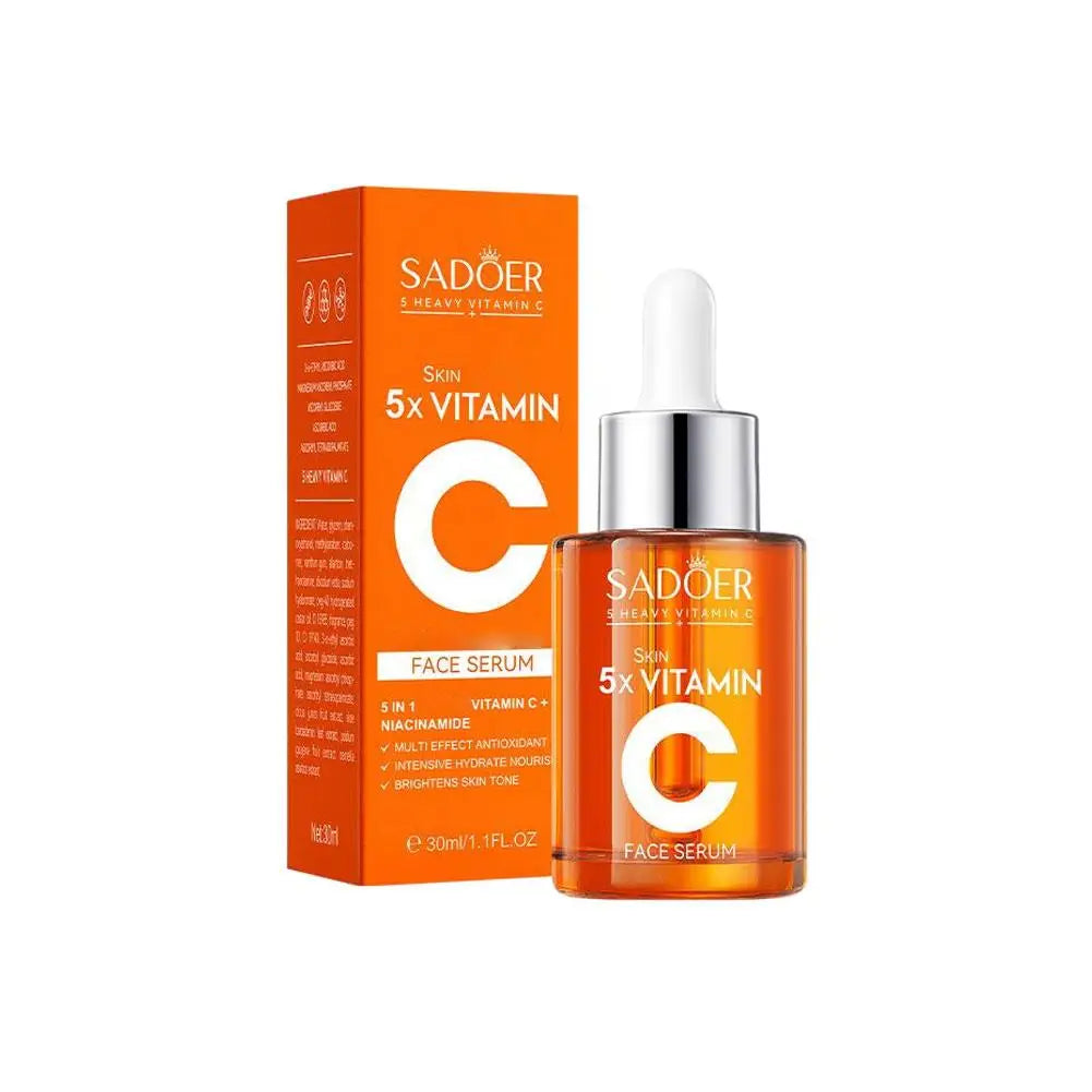 SADOER Vitamin C Brightening Essence Cream Lighten Dark Spots Shrink Pores Antioxidant Even Skin Tone Whitening Skincare