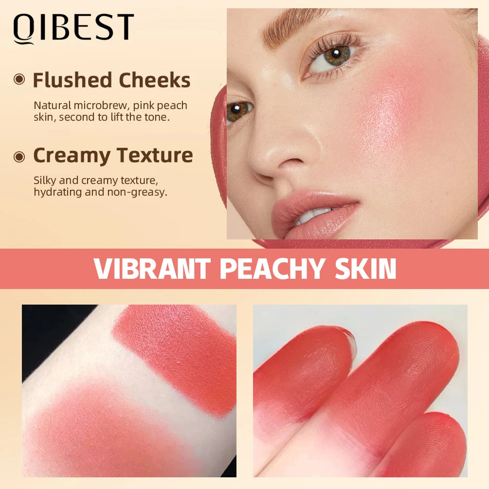 QIBEST Multifunctional Makeup Stick 3 IN 1 Lipstick Blush For Face Lightweight Lip Tint Natural Blush Cream Lasting Cosmetics