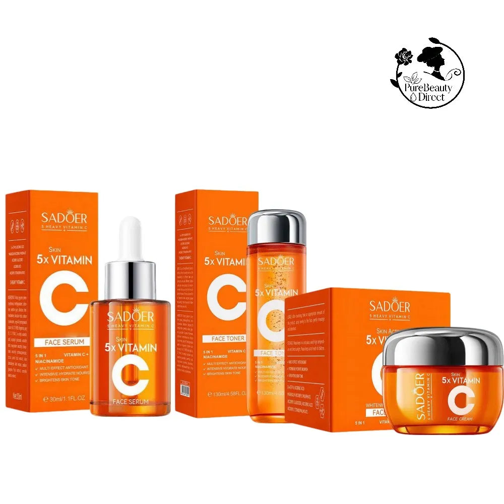 SADOER Vitamin C Brightening Essence Cream Lighten Dark Spots Shrink Pores Antioxidant Even Skin Tone Whitening Skincare