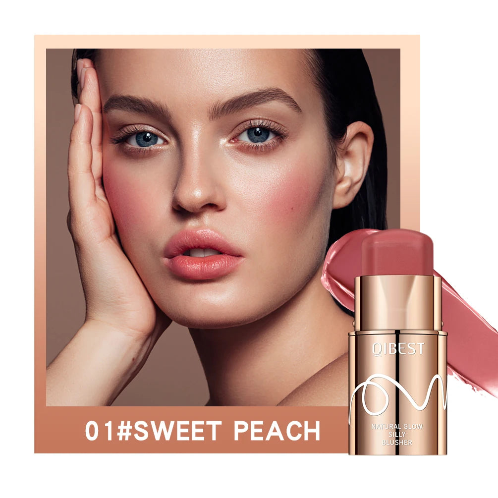 QIBEST Multifunctional Makeup Stick 3 IN 1 Lipstick Blush For Face Lightweight Lip Tint Natural Blush Cream Lasting Cosmetics