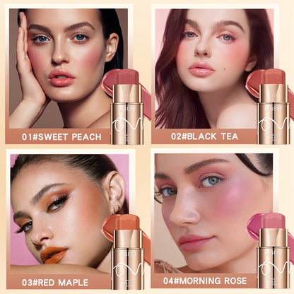 QIBEST Multifunctional Makeup Stick 3 IN 1 Lipstick Blush For Face Lightweight Lip Tint Natural Blush Cream Lasting Cosmetics