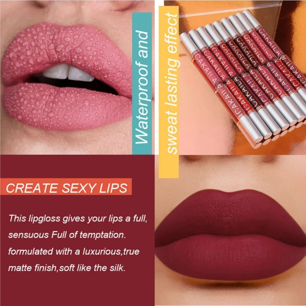 CAKAILA 10pcs Set Nude Lip Gloss Set Matte Velvet Lipsticks with Lip Oil Waterproof Liquid Lipstick Women Moisturizing Lip Tint