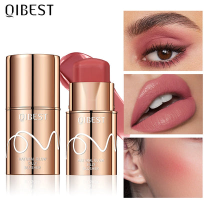 QIBEST Multifunctional Makeup Stick 3 IN 1 Lipstick Blush For Face Lightweight Lip Tint Natural Blush Cream Lasting Cosmetics