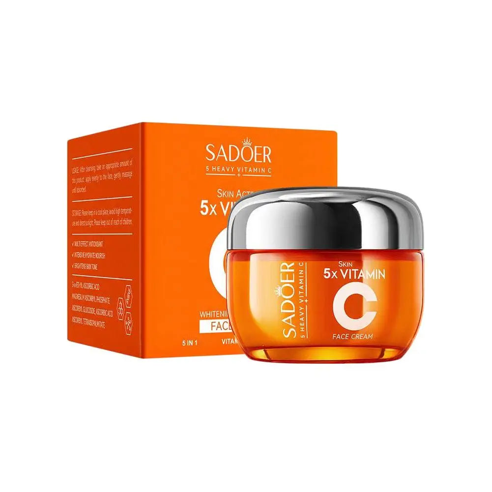 SADOER Vitamin C Brightening Essence Cream Lighten Dark Spots Shrink Pores Antioxidant Even Skin Tone Whitening Skincare