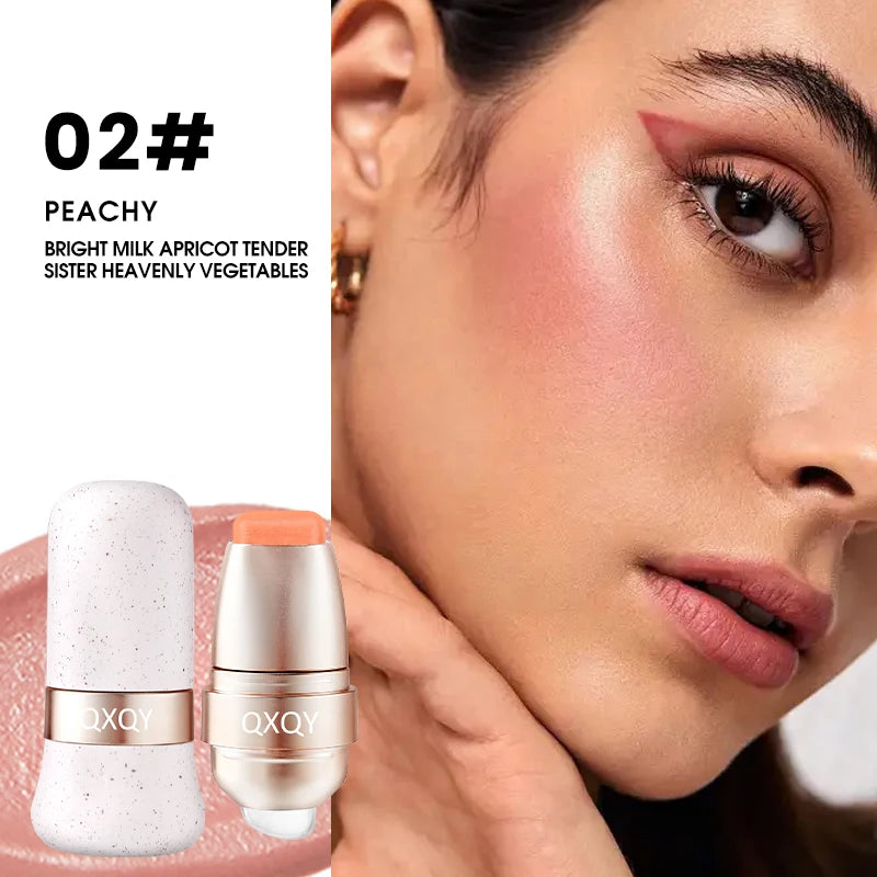 Silky Multi-Use Lip & Cheek Stick - Long-Lasting Cream Blush and Lip Balm for Effortless Makeup - Pink Energetic Blush for Face