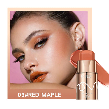 QIBEST Multifunctional Makeup Stick 3 IN 1 Lipstick Blush For Face Lightweight Lip Tint Natural Blush Cream Lasting Cosmetics
